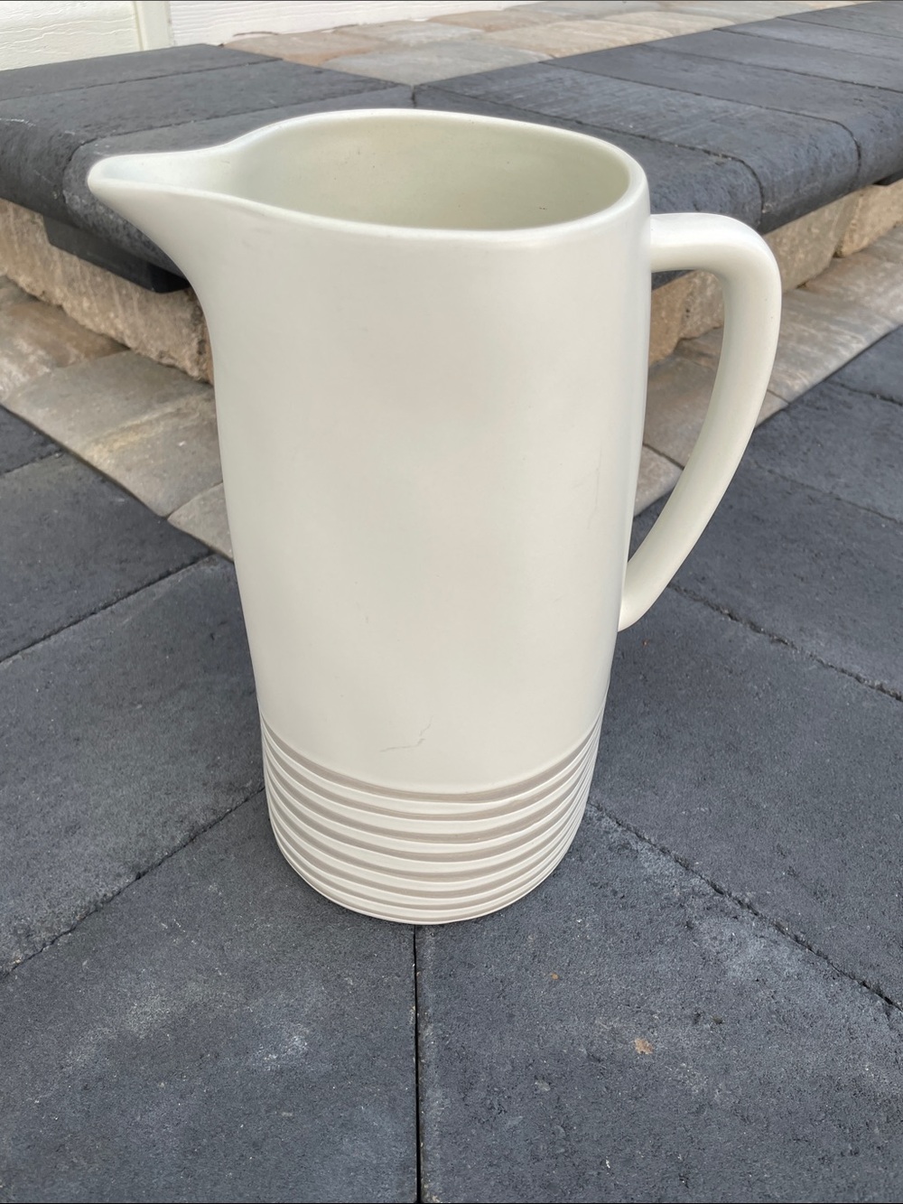 LIKE NEW!! Hearth and Hand with Magnolia Ceramic Pitcher with Gray Ribbed Base